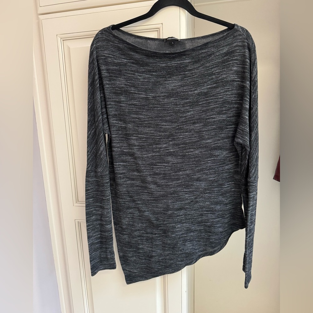 Stella & Dot Large Boatneck Drop Shoulder Lightweight Long Sleeve Sweater Black